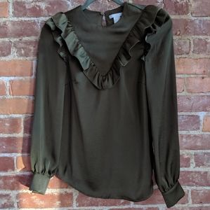 H&M Long-sleeved Ruffled Blouse